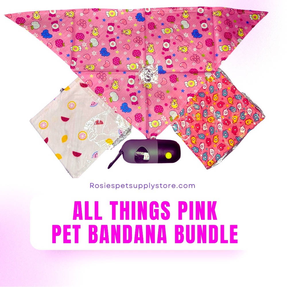 Cute Pink Pet Bandana Bundle !